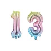 Number Thirteen Colorful Balloon, 32" Foil Mylar, Teen Birthday Party Decoration