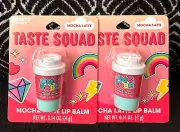 2pk TASTE SQUAD BEAUTY MOCHA LATTE FLAVOR OMG BABE FUN COFFEE CUP LIP BALM LOT