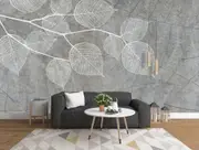 3D Grey background, Details, Leaf texture Wallpaper