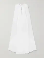 [ROLAND MOURET] ROLAND MOURET - Cape-effect Stretch-cady And Chiffon Gown - White - UK 14 UK 14 White