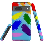 For Google Pixel 7 Case Tough Protective Cover Rainbow Brushes