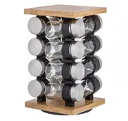 Davis & Waddell Spice Rack with 16 Jars Rotating Seasoning Rack Kitchen Organiser