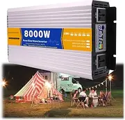 Pure Sine Wave Inverter 8000W Peak 12V 24V 48V 60V 72V DC to 110V 220V 230V 240V AC Power Solar Inverter Converter, for Off-Grid Solar, RV, Truck, Boat,24v to 220v
