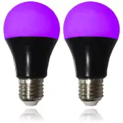 UV LED Black Light Bulbs 2 Pack, A19 E26 8W Blacklight Bulb for Glow in The Dark