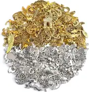 SANNIX 200Pcs Bulk Jewelry Making Charms Tibetan Antique Silver Gold
