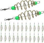 FOYTOKI 24Pcs Olive Shape Fishing Bait Traps with Luminous Beads Lightweight Fishing Lure Cages for Lakes Rivers and Streams Present for Fishing Enthusiasts