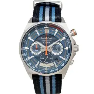 SEIKO 精工 SSB409P1手錶 競速 運動 藍 三眼計時 碼表 日期 防水 尼龍錶帶 男錶