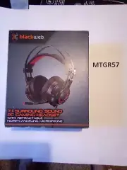 NEW Blackweb 7.1 Surround Sound PC Gaming Headset Retractable Micro Red LED Side