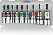 VESSEL 1/4" FLEXIBLE HEAD IMPACT SHORT SOCKET SET 9 SIZE (8～24mm) WSA209PS