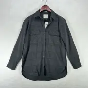 Abercrombie & Fitch Shirt XS Gray Soft AF Flannel Plaid Shacket Oversized Button