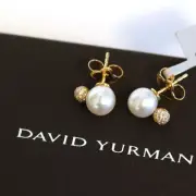 DAVID YURMAN NEW Solari 18K Yellow Gold & Diamond Pearl Stud Earrings