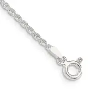 Sterling Silver 1.8mm Solid Rope Chain Anklet 9"