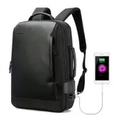 Bopai Luxury Style Leather & Microfibre Anti-Theft Business and Travel with USB Charging Laptop Backpack B6631 Black 15.6' Laptop