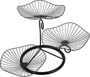 3-Tier Fruit Basket Stand Decorative Iron Fruit Bowl, Metal Wire Fruit Holder Storage Trays Table Countertop Holder for Vegetables Bread Snack, Modern Lotus Fruit Bowls for Kitchen Counter Table