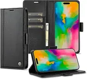 GoshukunTech for iPhone 16 Plus Case,for iPhone 16 Plus Wallet Case,Flip Leather Wallet Cover with Card Holder Cash Pocket Magnetic Closure[ Black ]