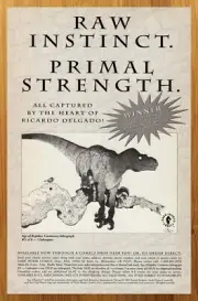 1997 Age of Reptiles Carnivores Utahraptor Print Ad/Poster Ricardo Delgado Art