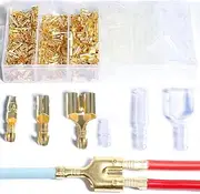 aikoolwer 4.0mm Bullet Terminals Docking Quick Connector Insulating Sleeves Car Cold Cable Wire Electrical Plug Brass Insulation Sleeve Crimp Automotive Electrical Motorcycle Kit