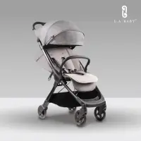 在飛比找momo購物網優惠-【L.A. Baby】魔力收合嬰兒手推車/登機車(星河灰)