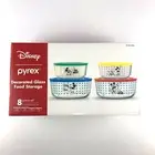 Pyrex Disney Mickey Mouse 8 pc. Set Glass Food Storage Containers with Lids USA