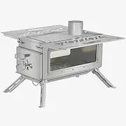 Wood Burning Stove Portable Camping Fire Pit with Glass Window Space-Saving Chimney Perfect for Campfire Cooking & Warmth Burning Stove