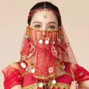 Belly Dance Face veil Shawl Scarf Transparent Face Cloth with Beads Sequins