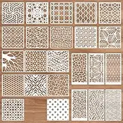 24Pcs Stencils for Painting, Geometric Pattern Stencils for Crafts Reusable, Wall Stencil for Painting Patterns, Spray Paint Layering Stencil for Paint On Wood(2 Size)