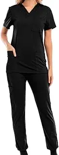 [UxicRuya] Uniforms, Scrub Set, Work Suits, Top And Pants with Drawstring, V-Neck, Wearable Clothes, Work Wear for SPA, Cosmetics,