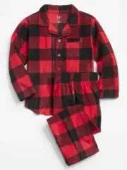 GAP Kids Boys NEW Sz 4 Black Red Plaid Long Sleeve 2 Pc Pajama PJs