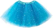 [JIRONN] Sparkle Tutu Skirt Ballet Dance Skorts for Women, Elastic 3 Layered Tulle Tutu Skirt with Sequin Stars Retro Bubble Skirt, Classic Tutu Skirt 1950's Glitter Tulle Vintage Petticoat