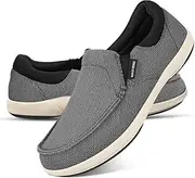 [WALK·HERO COMFORT AND SUPPORT] Mens Slip On Shoes for Plantar Fasciitis, Orthopedic Mens Loafers with Arch Support, Casual Sneakers for Pain Relief, Outdoor Boat Shoes for Walking