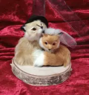wedding cake topper, nature theme, fox bride and groom