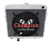 Perf Champion 4 Row Radiator W/ 16" Fan for 1967 Ford Custom V8 Engine #MC67GL (for: Ford)