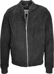[House of Leather] Mens Real Suede Bomber Jacket MA-1 Varsity Style Trevor