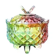 Royal Embossed Crystal Candy Box with Lid Footed Jewelry Box Candy Jar Cookie...
