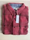 NWT OUTERKNOWN Blanket Flannel Plaid Organic Cotton Mens Large Dusty Red Cusco