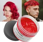 Temporary Hair Colour Red Hair Colour, Styling Hair Tones for Men Women, Natural Hairstyle Pomade, Temporary Hair Dye Wax for Party, Cosplay & Halloween, 4.23 Ounces (Red)