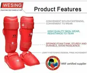 WESING WKF Approved Shin Guard Protector And Instep [Large Red]