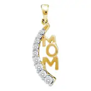 14k Yellow Gold Round Diamond Mom Mother Pendant 1/4 Cttw
