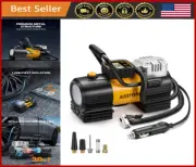 Portable Tire Inflator Air Compressor 150 PSI 12V DC with LED Light for Car, Bik