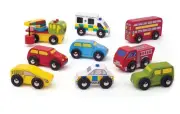 BigJigs - Vehicle Pack - Wooden Railway Magnetic Toy Train (BJT060)