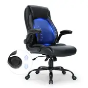 Executive Office Chair with Cutting-edge Adjustable Lumbar Support, High Back PU Leather Office Chair Ergonomic for Back Pain, with Padded Flip-up