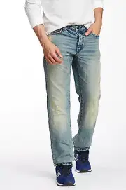 PRPS QUOKKA Blue JEANS DISTRESSED Barracuda E75P75X Straight Leg Size 32 L33 NWT