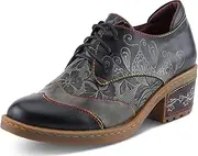 [Spring Step L'Artiste] Briteetoe Women's Oxford Bootie - Artistic Accents, Embossed Handpainted Details, Versatile & Comfortable