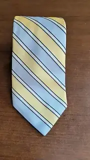 Brooks Brothers 346 Pure Silk Tie Yellow/Light Blue/White/Navy Stripe NWT Classi