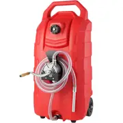 60.57L Fuel Caddy, 7.8 L/min, Portable Gas Storage Tank Container with Hand Pump Rubber Wheels, Fuel Transfer Storage Tank for Gasoline Diesel Machine Oil Car Mowers Tractor Boat