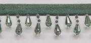 Sparkling Decorative Bead Fringe Trim - Hunter Green Color