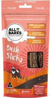ALL BARKS Bush Sticks - 100% Aussie Venison & Kangaroo - Natural, Grain-Free,...