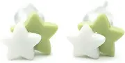 [Miniblings] Star Stud Earrings Star Christmas Green White Enamelled 6 mm Handmade Fashion Jewellery, 6mm, Metal, enamelled