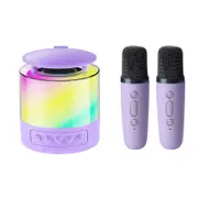 Bluetooth Mini Karaoke Machine Singing Speaker With 2 Wireless Mic And Light-Blue