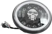 7 Inch Motorcycle Headlight Skull Pattern LED Angel Eye Light Daytime Running Light Universal For Motorbike